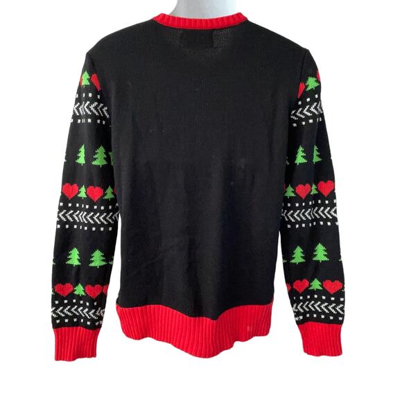 Spencer's THIS B?TCH LOVES CHRISTMAS Light Up 3D Tinsel Wreath Sweater Size S - Picture 2 of 4